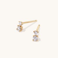 Cubic Zirconia Duo Stud Earrings in 9kt Yellow Gold Earrings Bevilles 