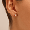 Cluster Pearl and Cubic Zirconia Stud Earrings in 9kt Yellow Gold Earrings Bevilles 