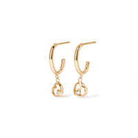 Cubic Zirconia Heart Drop Hoop Stud Earrings in 9kt Yellow Gold Earrings Bevilles 
