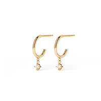 Cubic Zirconia Drop Hoop Stud Earrings in 9kt Yellow Gold Earrings Bevilles 