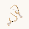Cubic Zirconia Pear Hoop Stud Earrings in 9kt Yellow Gold Earrings Bevilles 