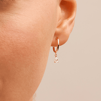 Cubic Zirconia Pear Hoop Stud Earrings in 9kt Yellow Gold Earrings Bevilles 
