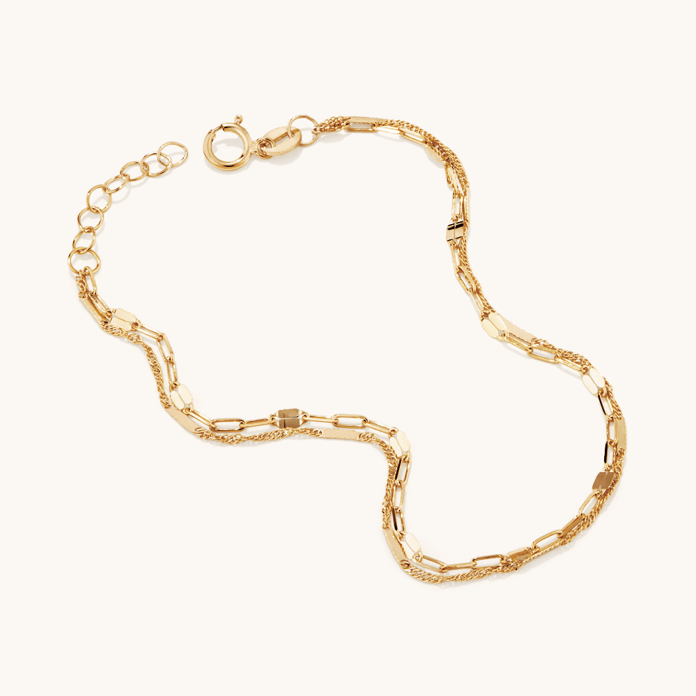 19cm Fancy Double Strand Bracelet in 9kt Yellow Gold Bracelets Bevilles 