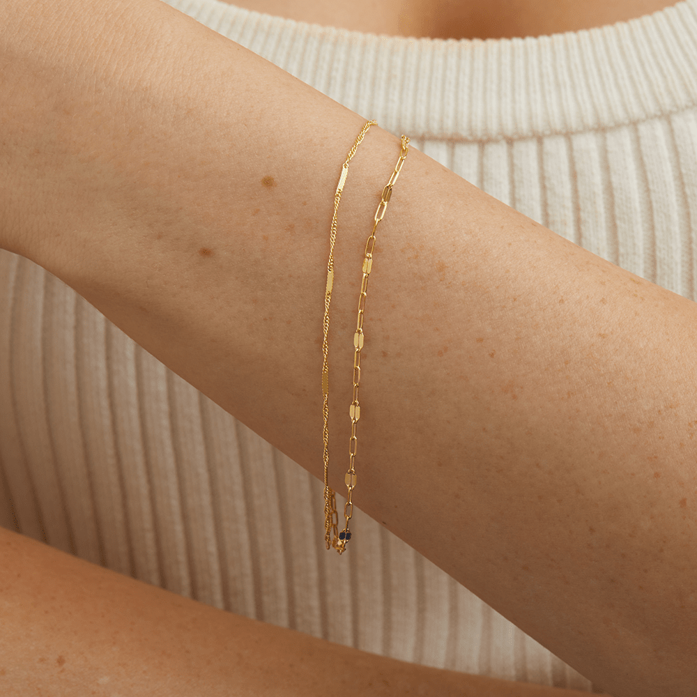 19cm Fancy Double Strand Bracelet in 9kt Yellow Gold Bracelets Bevilles 
