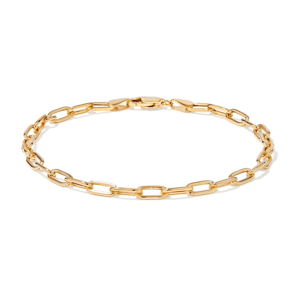 19cm Paperclip Bracelet in 9kt Yellow Gold Bracelets Bevilles 