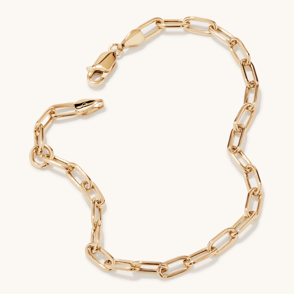 19cm Paperclip Bracelet in 9kt Yellow Gold Bracelets Bevilles 