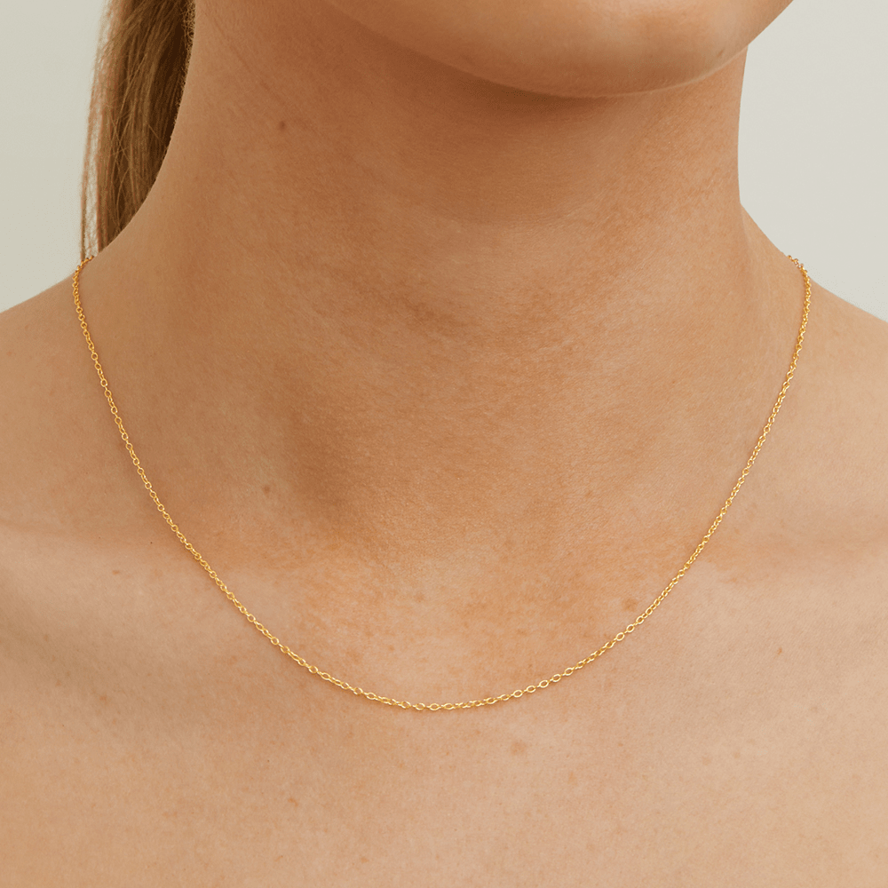 45cm Oval Cable Chain in 9kt Gold Necklaces Bevilles 