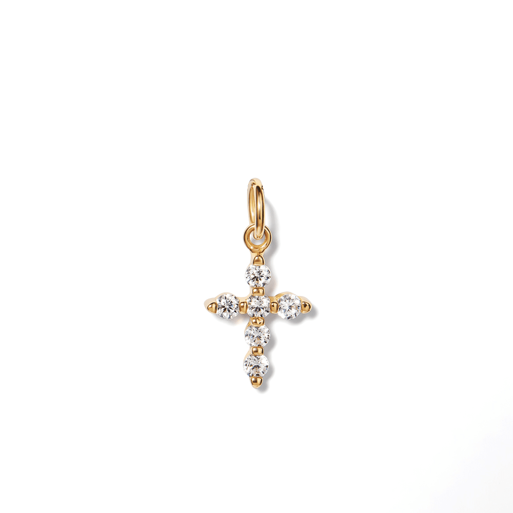 Cubic Zirconia Cross Pendant in 9kt Yellow Gold Pendants Bevilles 