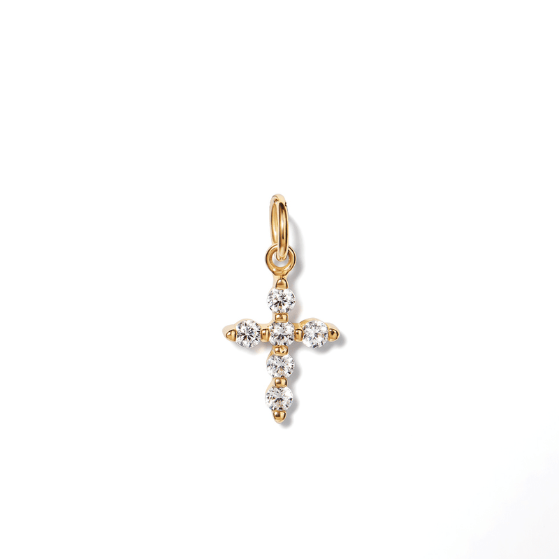 Cubic Zirconia Cross Pendant in 9kt Yellow Gold Pendants Bevilles 