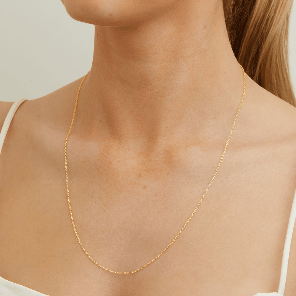 55cm Oval Cable Chain in 9kt Gold Necklaces Bevilles 