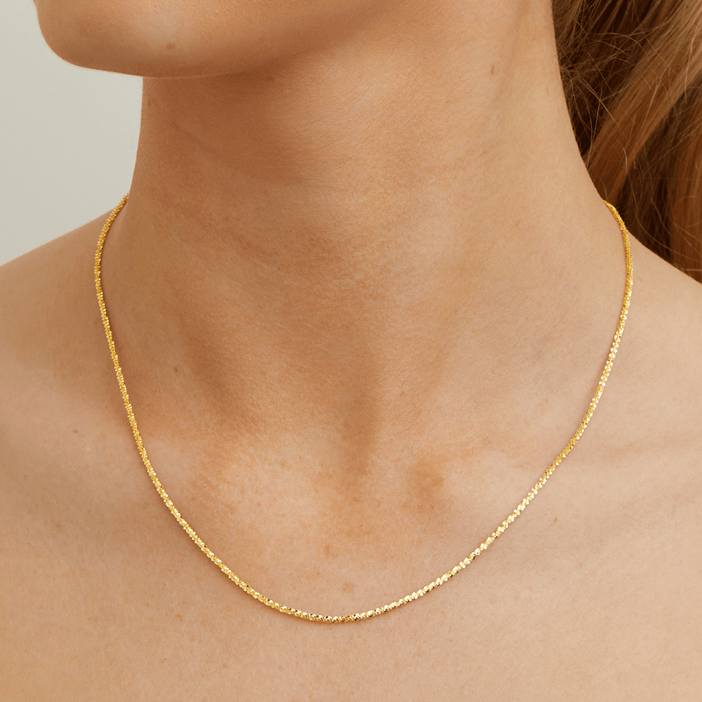 45cm Diamond Cut Singapore Chain in 9kt Yellow Gold Necklaces Bevilles 