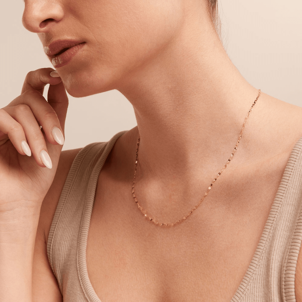 45cm Mirror Chain in 9kt Yellow Gold Necklaces Bevilles 