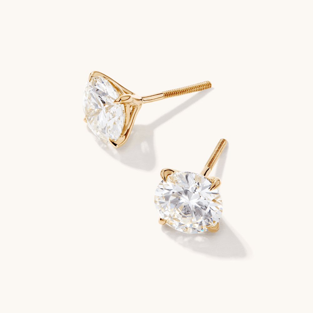 Solitaire Stud Earrings with 3.00tw of Laboratory-Grown Diamonds in 9kt Yellow Gold Earrings Bevilles 