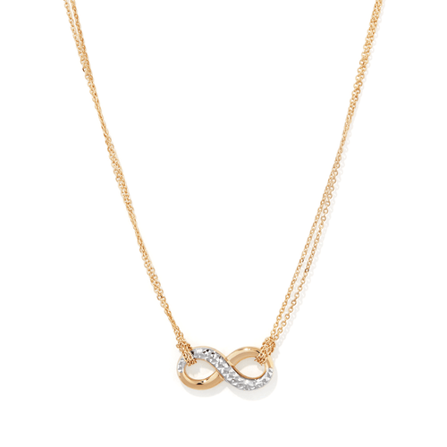 45cm Diamond Cut Infinity Necklace in 9kt Yellow and White Bonded Gold Pendants Bevilles 
