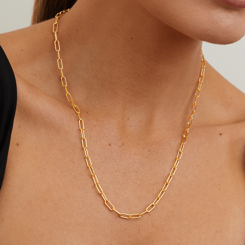50cm Rolo Chain Necklace in 18kt Yellow Gold Plated Sterling Silver Necklaces Bevilles 