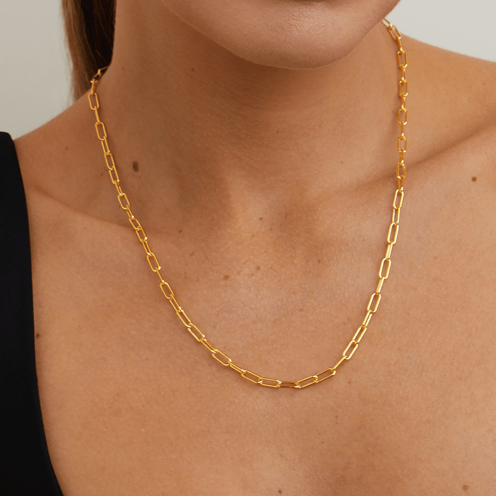 50cm Rolo Chain Necklace in 18kt Yellow Gold Plated Sterling Silver Necklaces Bevilles 