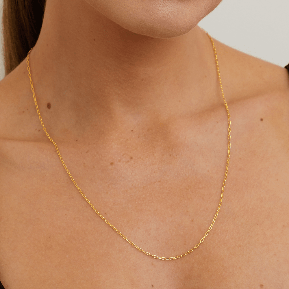 55cm Paperclip Chain in 18kt Gold Plated Sterling Silver Necklaces Bevilles 