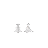 Cubic Zirconia Christmas Tree Stud Earrings in Sterling Silver Earrings Bevilles 
