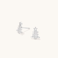 Cubic Zirconia Christmas Tree Stud Earrings in Sterling Silver Earrings Bevilles 