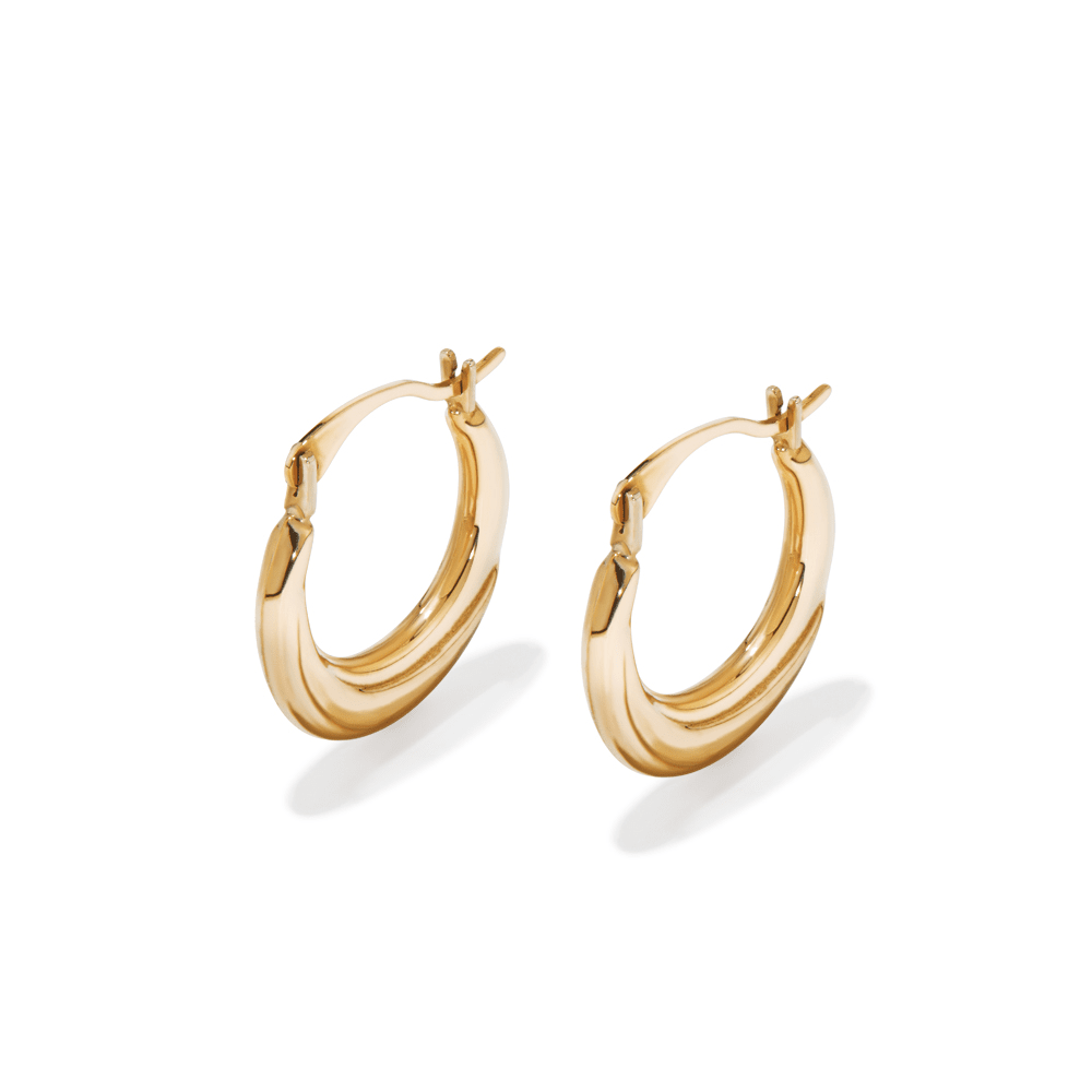 9mm Creole Hoop Earrings in 9kt Yellow Gold Earrings Bevilles 