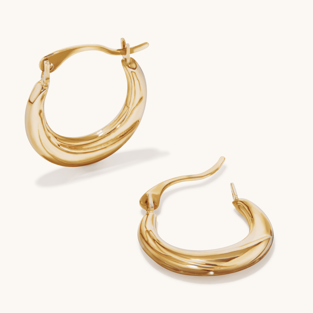 9mm Creole Hoop Earrings in 9kt Yellow Gold Earrings Bevilles 