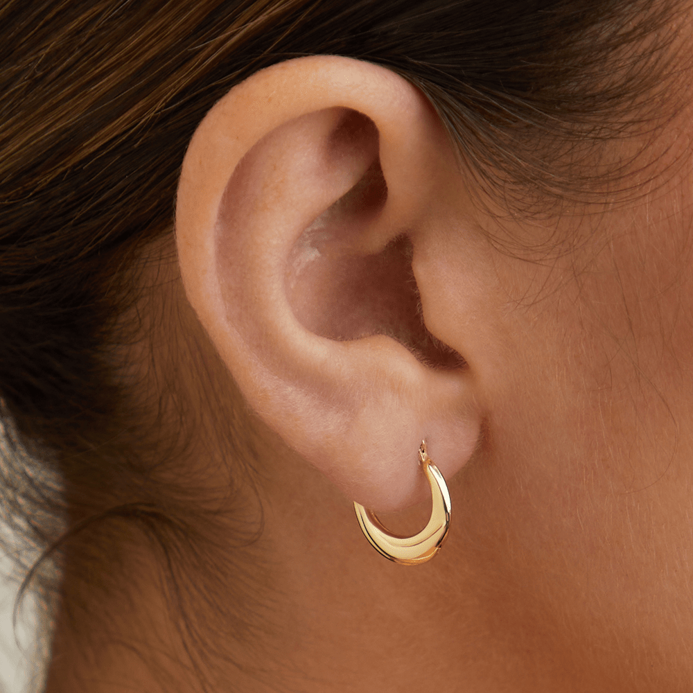 9mm Creole Hoop Earrings in 9kt Yellow Gold Earrings Bevilles 