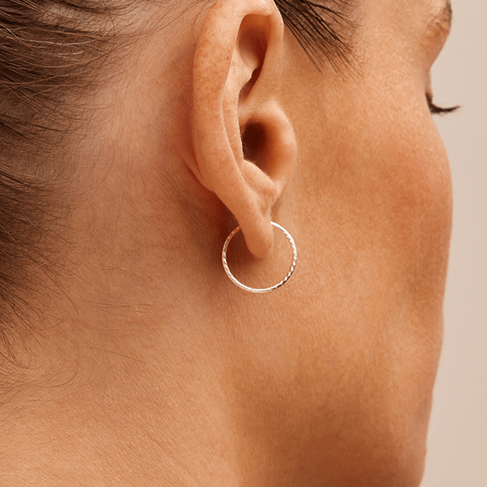 14mm Twist Sleeper Earrings in Sterling Silver Earrings Bevilles 