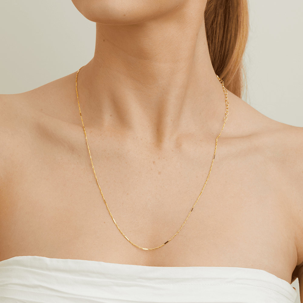 55cm Faceted Singapore Chain in 9kt Yellow Gold Necklaces Bevilles 