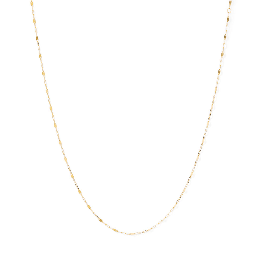 55cm 2mm Width Faceted Paperclip Chain in 9kt Yellow Gold Necklaces Bevilles 