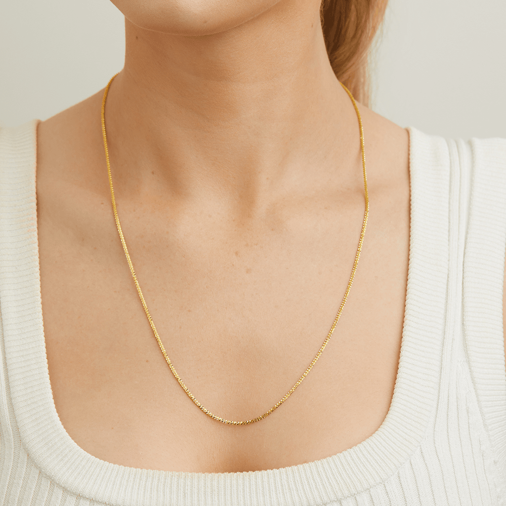 55cm Diamond Cut Singapore Chain in 9kt Yellow Gold Necklaces Bevilles 