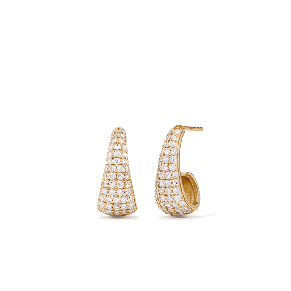 Cubic Zirconia Pavé Dome Stud Earrings in 18kt Yellow Gold Plated Sterling Silver Earrings Bevilles 