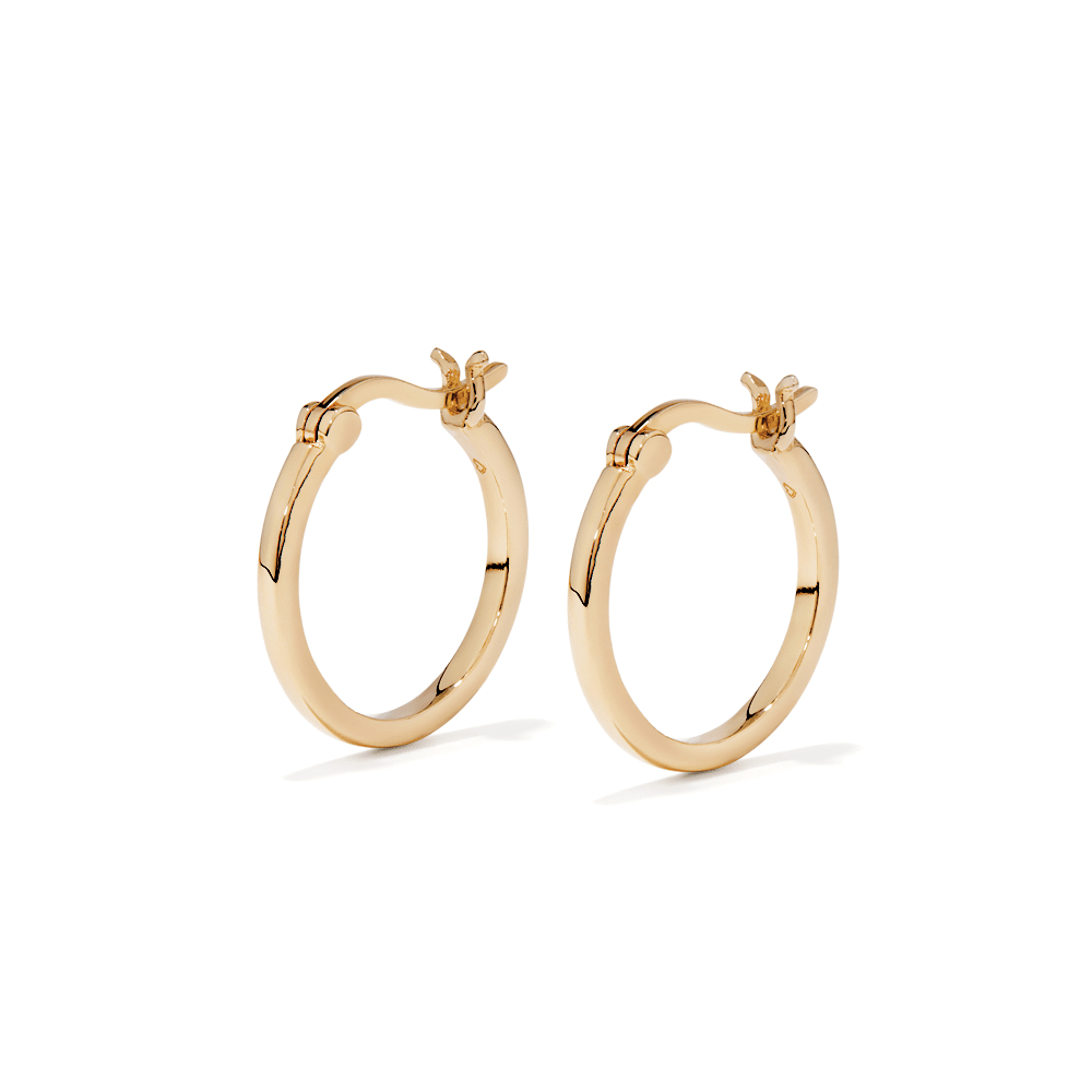 15mm Round Hoops in 18kt Gold Plated Sterling Silver Earrings Bevilles 