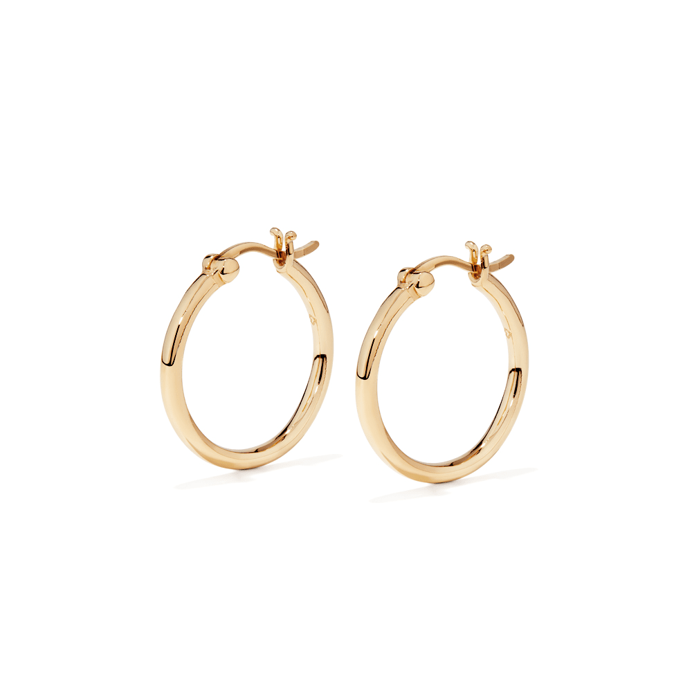 19mm Round Hoops in 18kt Gold Plated Sterling Silver Earrings Bevilles 