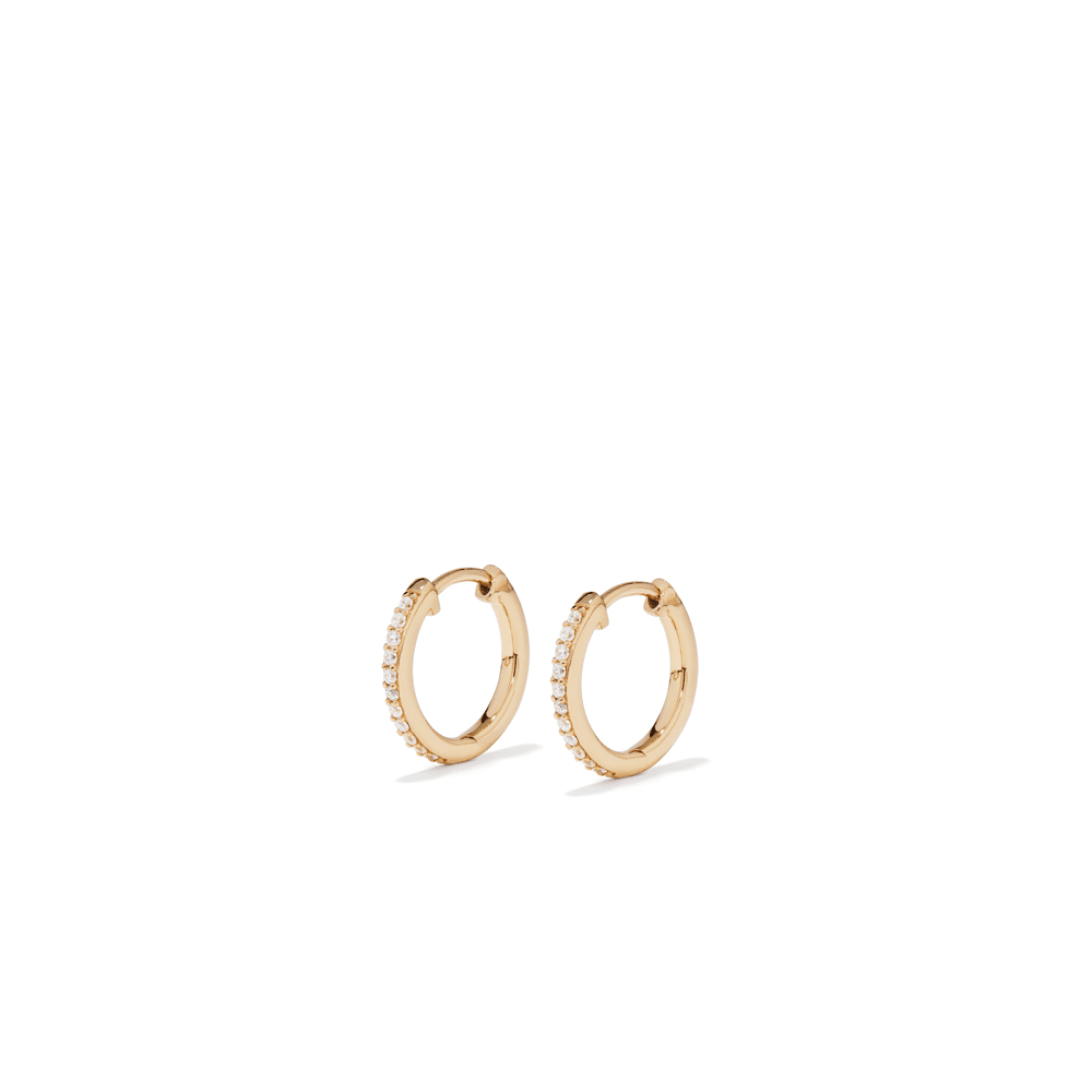 14.5mm Cubic Zirconia Huggie Earrings in 18kt Yellow Gold Plated Sterling Silver Earrings Bevilles 