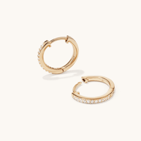14.5mm Cubic Zirconia Huggie Earrings in 18kt Yellow Gold Plated Sterling Silver Earrings Bevilles 