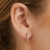 14.5mm Cubic Zirconia Huggie Earrings in 18kt Yellow Gold Plated Sterling Silver Earrings Bevilles 