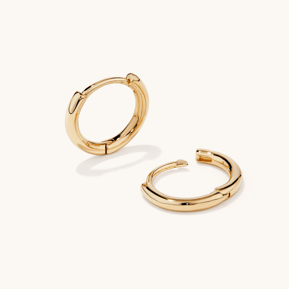 14mm Half Round Huggies in 18kt Gold Plated Sterling Silver Earrings Bevilles 