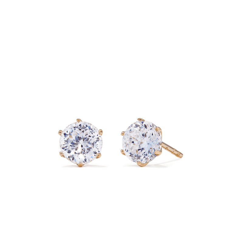 5mm Round Cubic Zirconia Studs in 18kt Gold Plated Sterling Silver Earrings Bevilles 