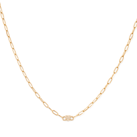 45cm Cubic Zirconia Heart Paperclip Necklace in 18kt Gold Plated Sterling Silver Pendants Bevilles 