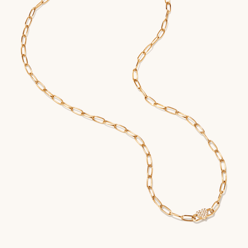 45cm Cubic Zirconia Heart Paperclip Necklace in 18kt Gold Plated Sterling Silver Pendants Bevilles 