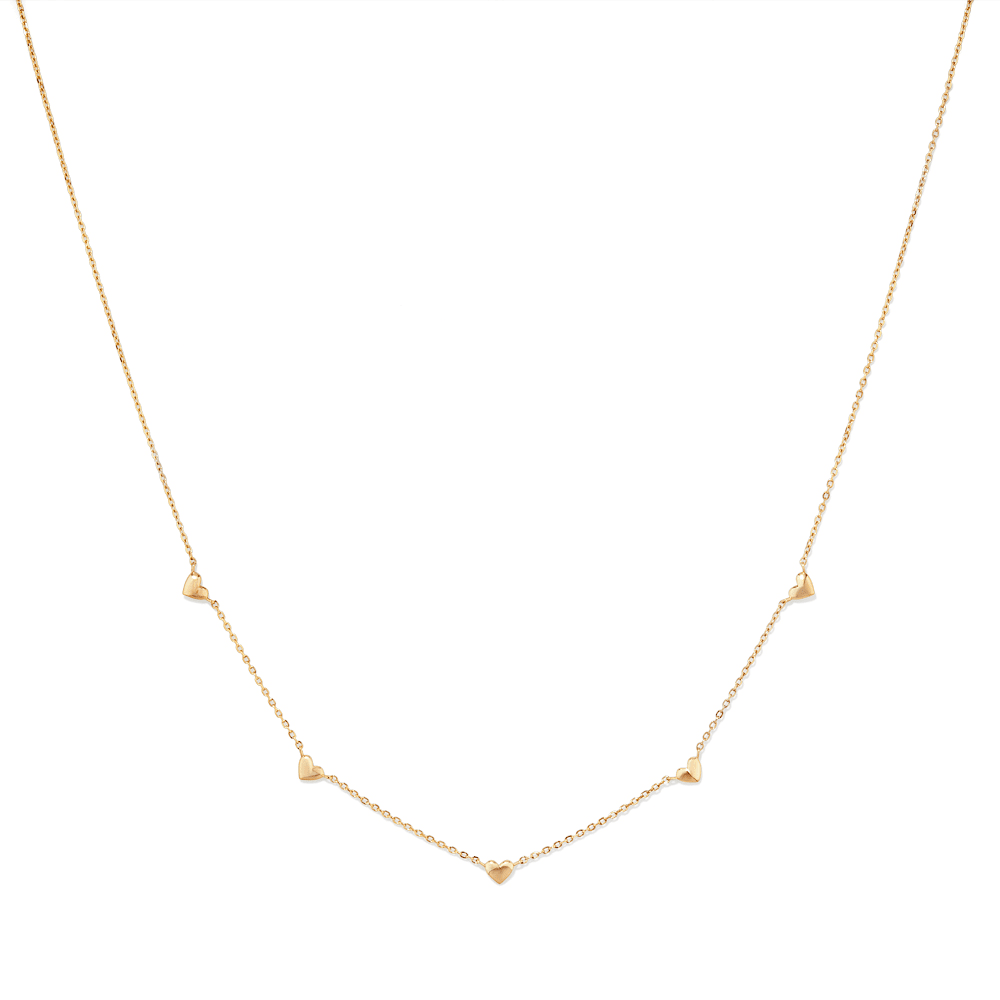 40cm Stationed Hearts Necklace in 18kt Gold Plated Sterling Silver Pendants Bevilles 