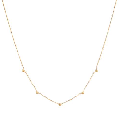 40cm Stationed Hearts Necklace in 18kt Gold Plated Sterling Silver Pendants Bevilles 