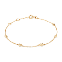 17.5cm Stationed Hearts Bracelet in 18kt Gold Plated Sterling Silver Bracelets Bevilles 