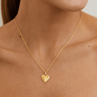 45cm Sunburst Heart Necklace in 18kt Gold Plated Sterling Silver Pendants Bevilles 