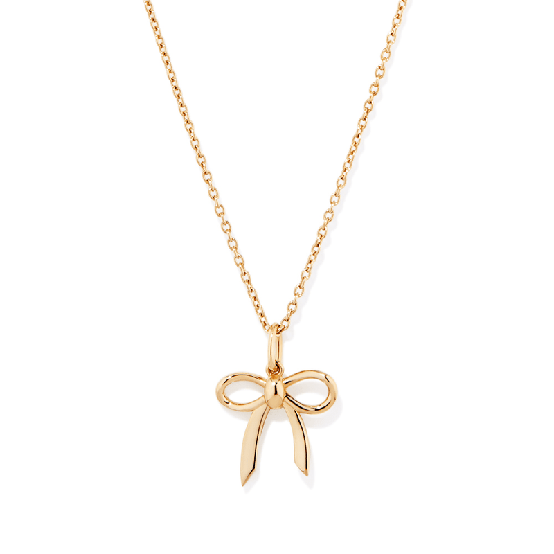50cm Bow Pendant Necklace in 18kt Gold Plated Sterling Silver Pendants Bevilles 