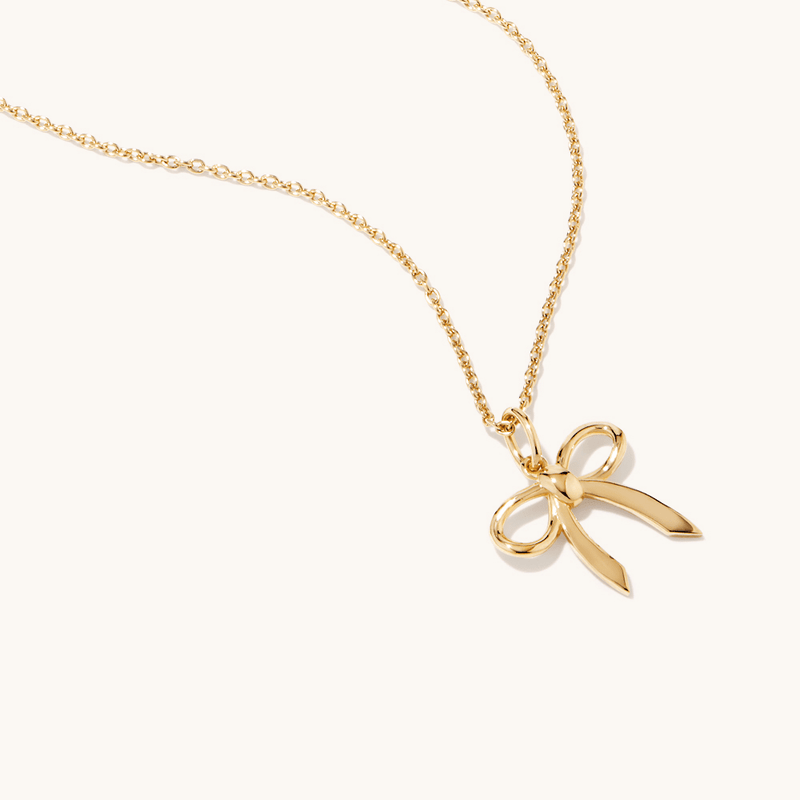 50cm Bow Pendant Necklace in 18kt Gold Plated Sterling Silver Pendants Bevilles 