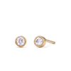 4mm Bezel Set Cubic Zirconia Stud Earrings in 18kt Gold Plated Sterling Silver Earrings Bevilles 