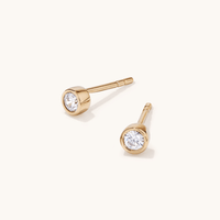 4mm Bezel Set Cubic Zirconia Stud Earrings in 18kt Gold Plated Sterling Silver Earrings Bevilles 