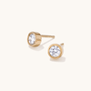6mm Bezel Set Cubic Zirconia Stud Earrings in 18kt Gold Plated Sterling Silver Earrings Bevilles 