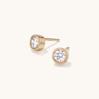 6mm Bezel Set Cubic Zirconia Stud Earrings in 18kt Gold Plated Sterling Silver Earrings Bevilles 
